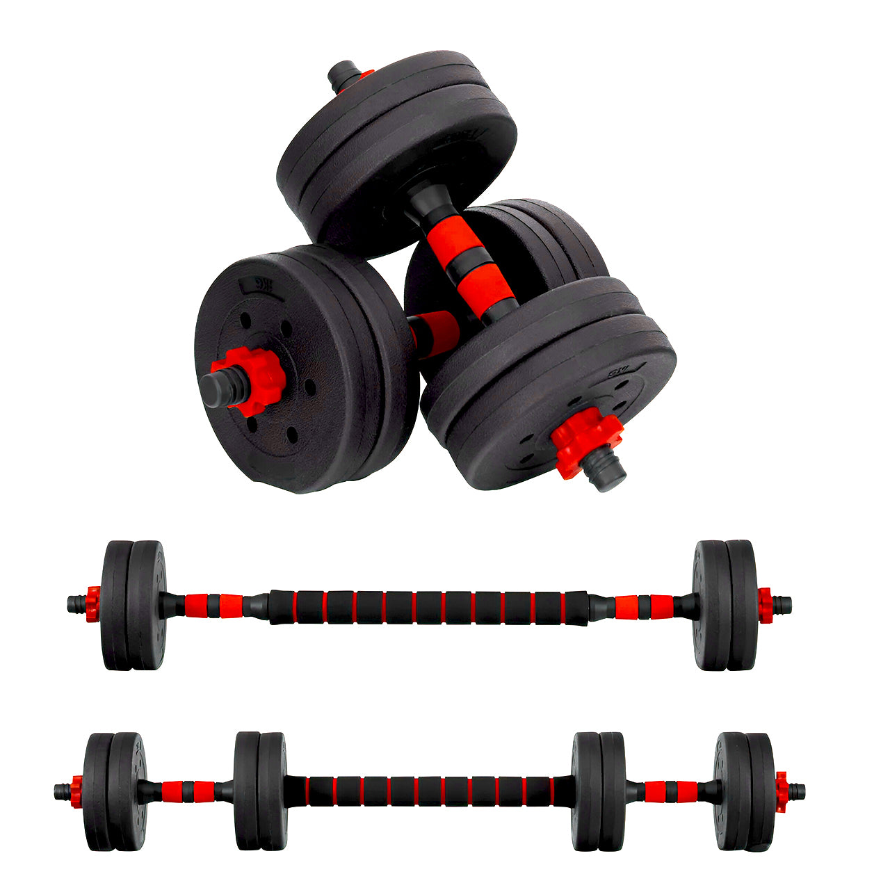 Mancuernas Pesas Ajustables Con Barra Kit De Ejercicio 15kg Negro