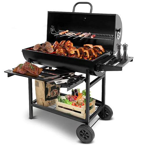 Kitzo - Asador de carbón   Parrilla de Carbón Premium   Con Tapa y Doble Nivel