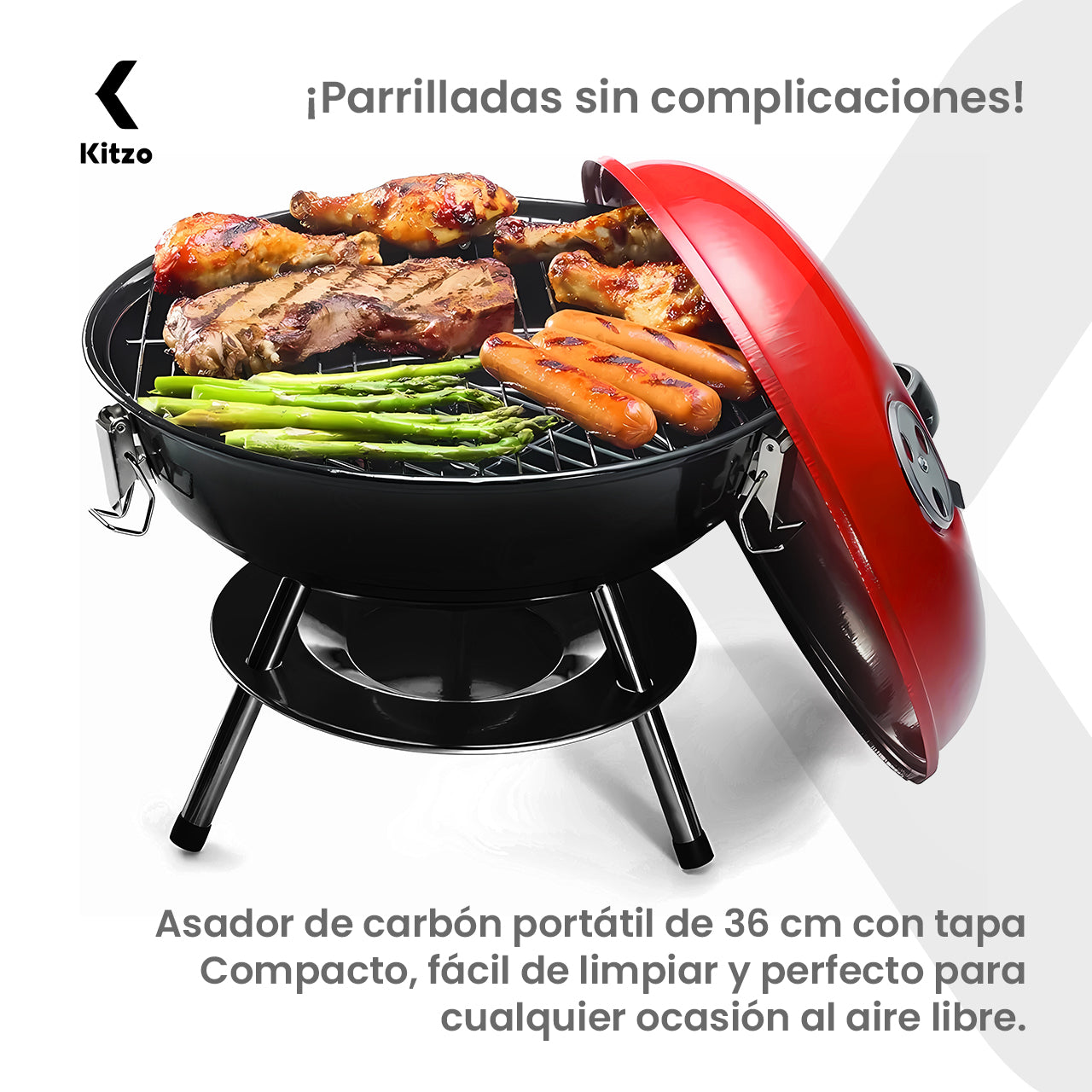 Asador Portátil 36cm con Tapa