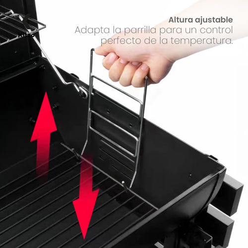 Kitzo - Asador de carbón   Parrilla de Carbón Premium   Con Tapa y Doble Nivel