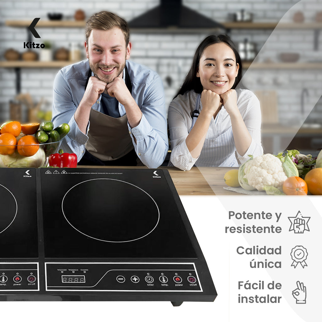 Kitzo - Parrilla de Inducción Eléctrica de 2 Quemadores