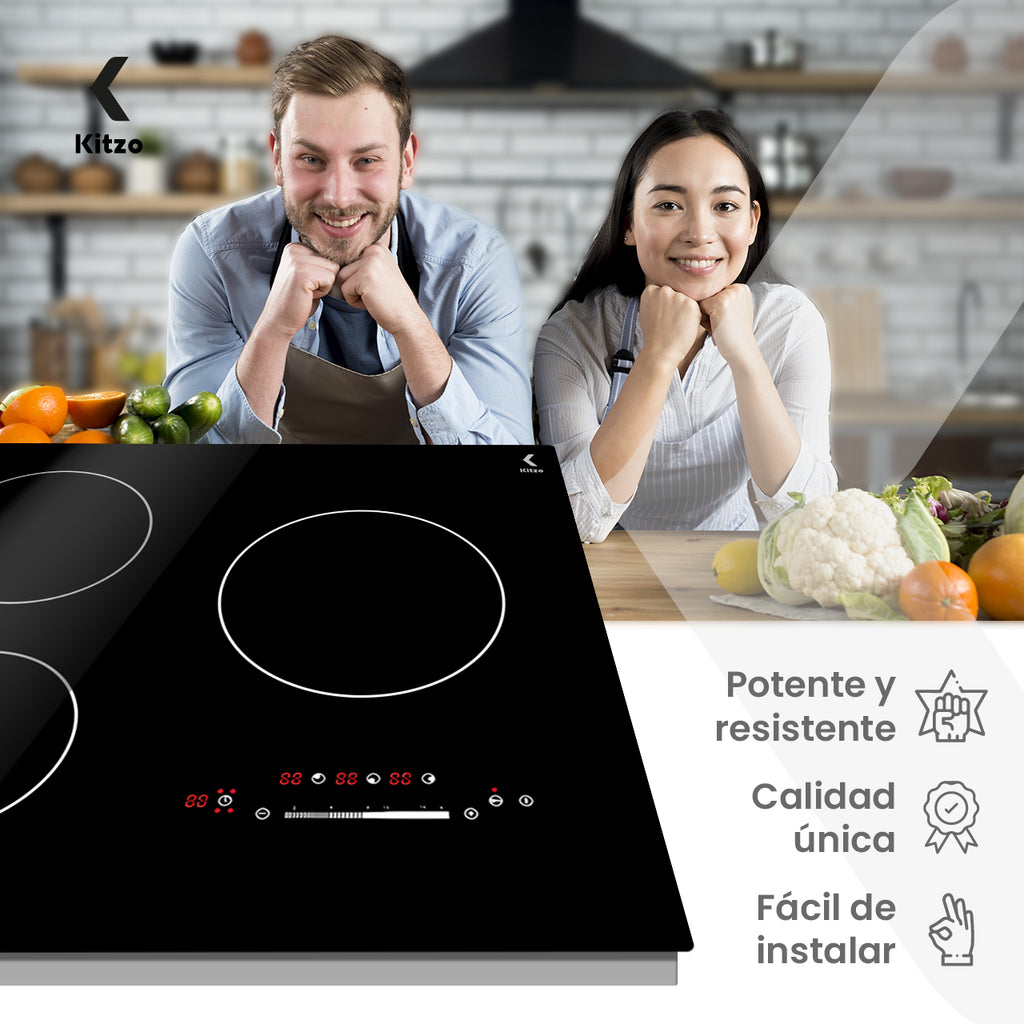 Kitzo - Parrilla de Inducción Eléctrica de 3 Quemadores
