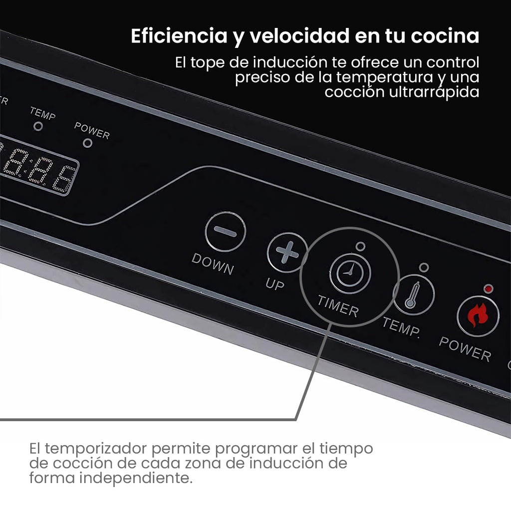 Kitzo - Parrilla de Inducción Eléctrica de 2 Quemadores