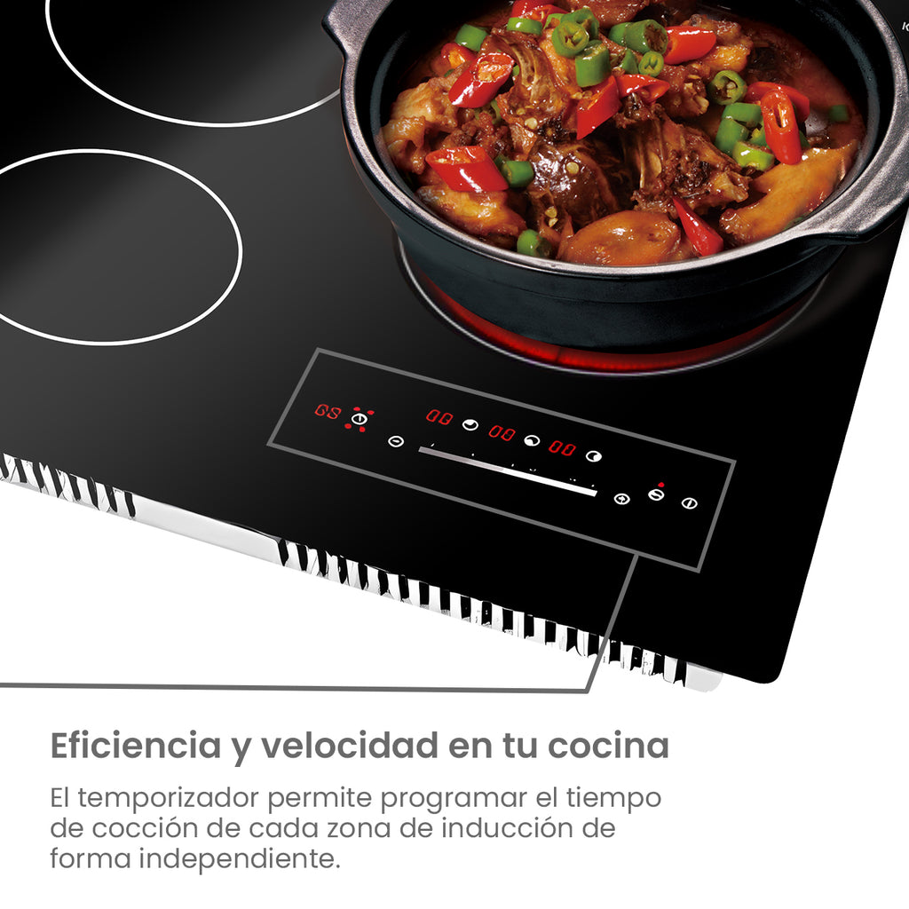 Kitzo - Parrilla de Inducción Eléctrica de 3 Quemadores