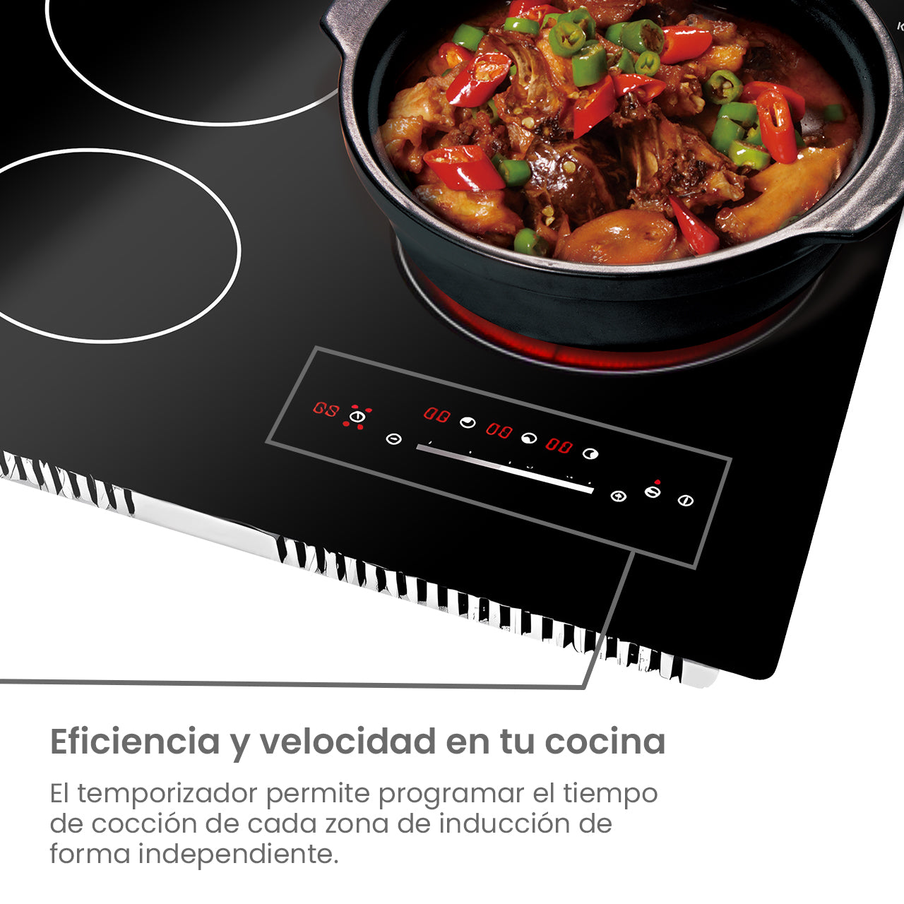 Kitzo - Parrilla de Inducción Eléctrica de 3 Quemadores