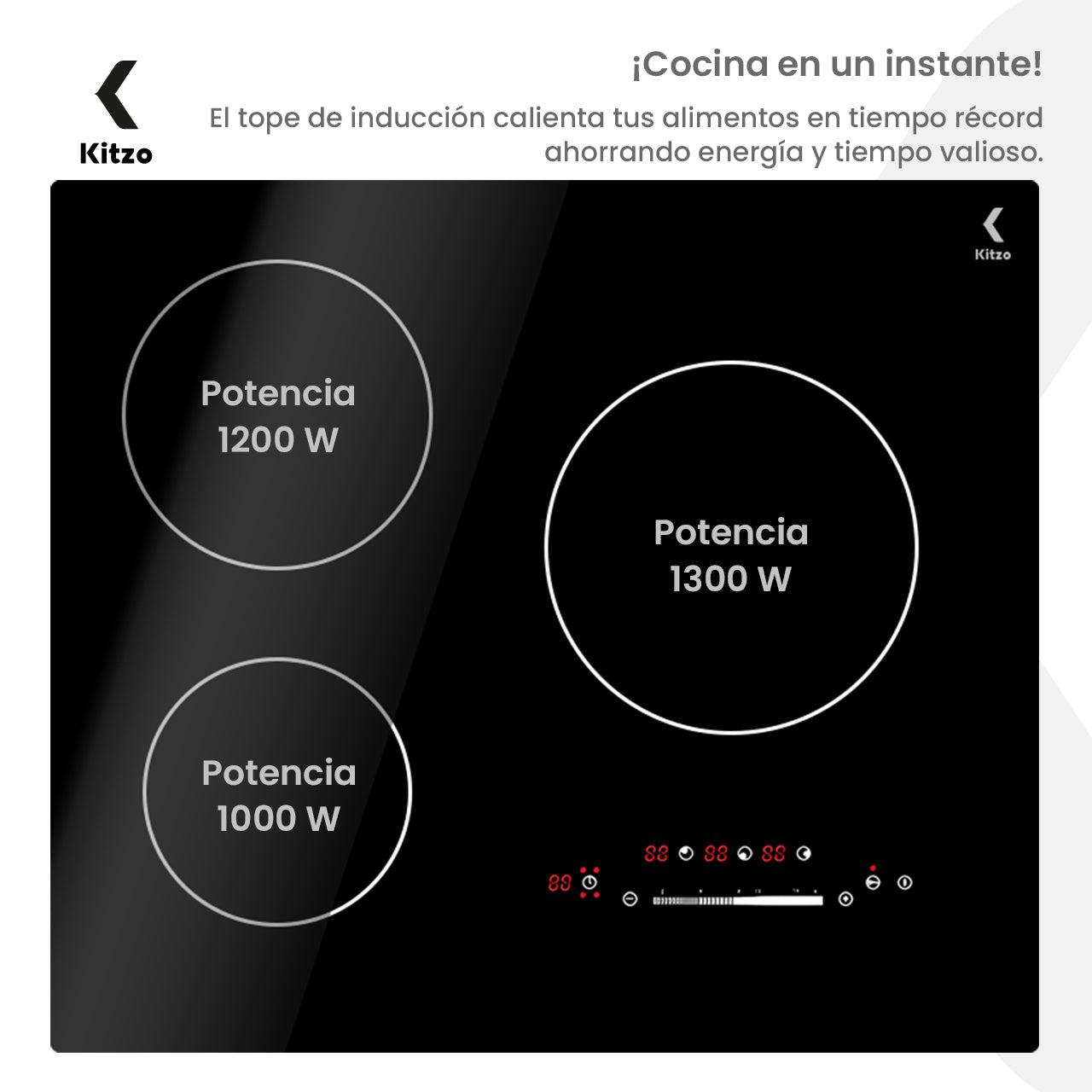 Kitzo - Parrilla de Inducción Eléctrica de 3 Quemadores