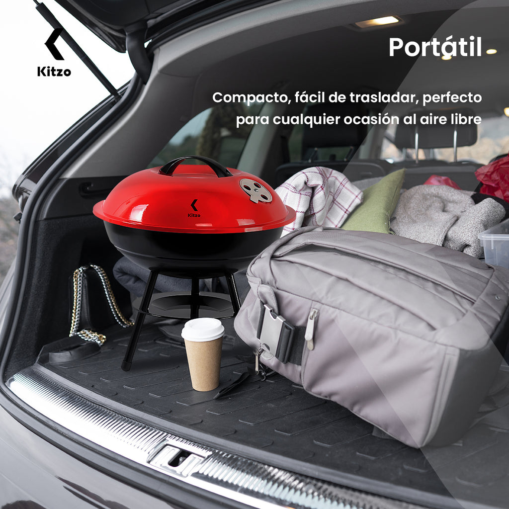 Kitzo - Mini Asador Portátil 36cm con Tapa