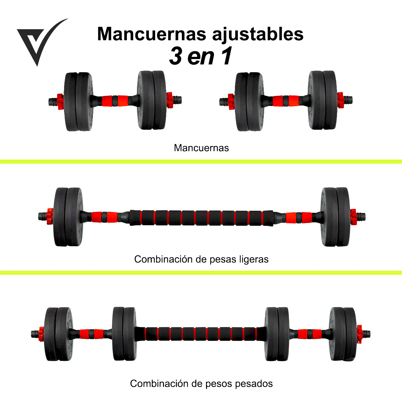 Mancuernas Pesas Ajustables Con Barra Kit De Ejercicio 15kg Negro