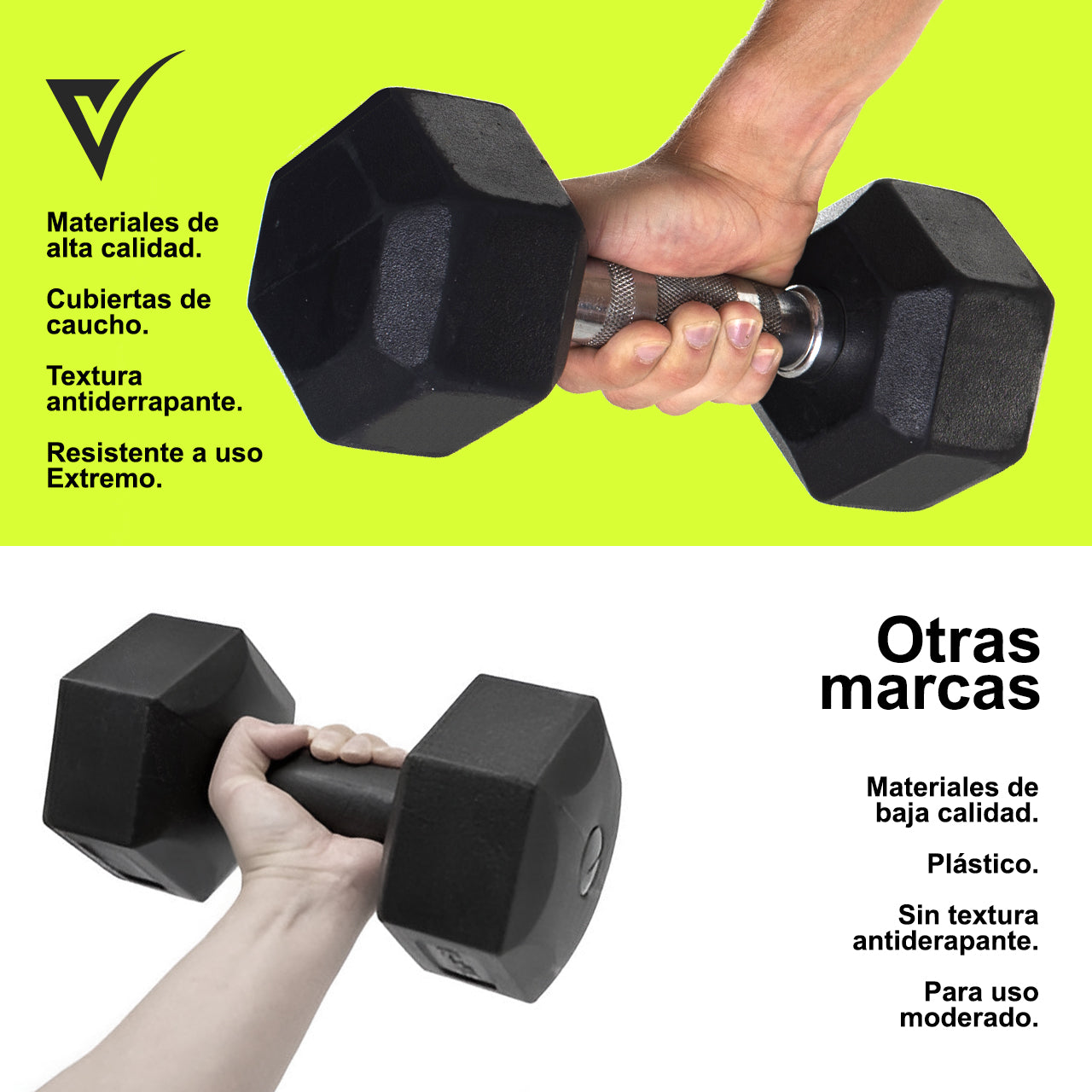 Par Mancuernas Pesas Hexagonales Caucho 10lb/4.5kg Crossfit Color Negro