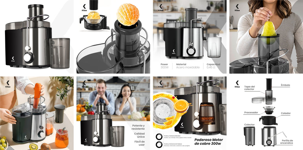 Extractor De Jugos Frutas Verduras Exprimidor Eléctrico