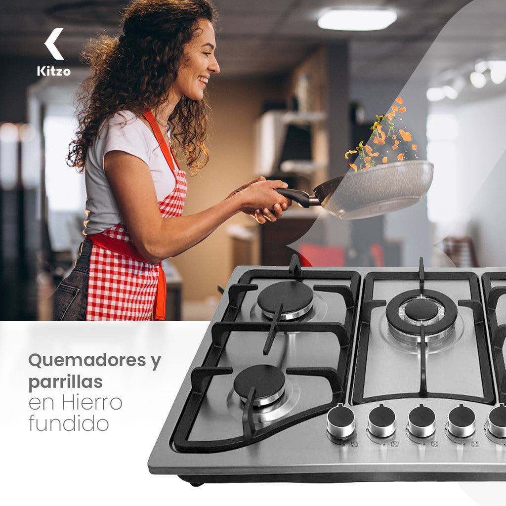 KITZO Parrilla de Gas Empotrable Premium - 5 Quemadores