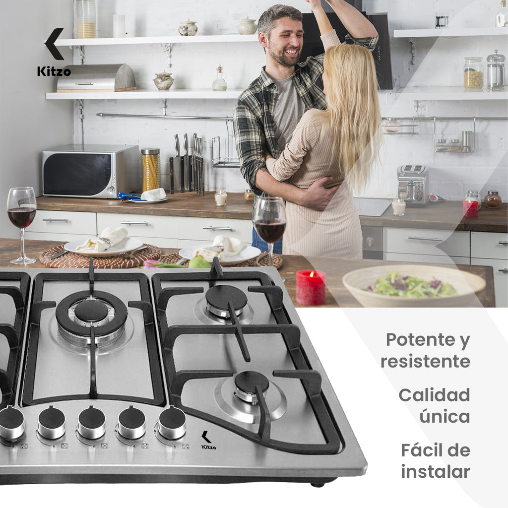KITZO Parrilla de Gas Empotrable Premium - 5 Quemadores