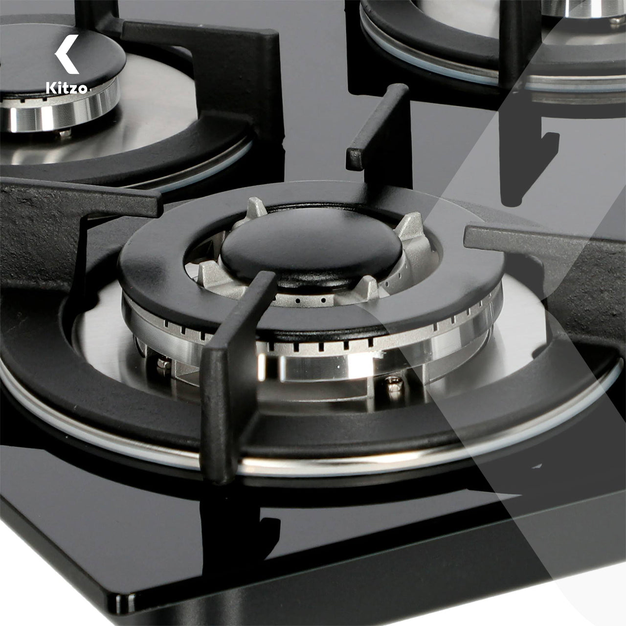 KITZO Estufa Empotrable 5 Quemadores – Vidrio Templado Negro