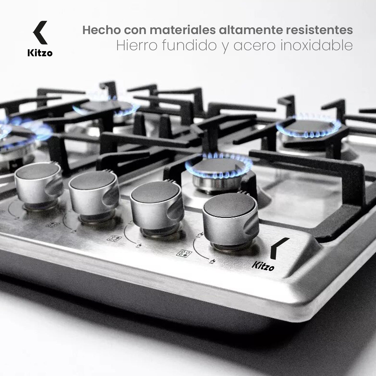 KITZO Parrilla de Gas Empotrable Premium – 4 Quemadores