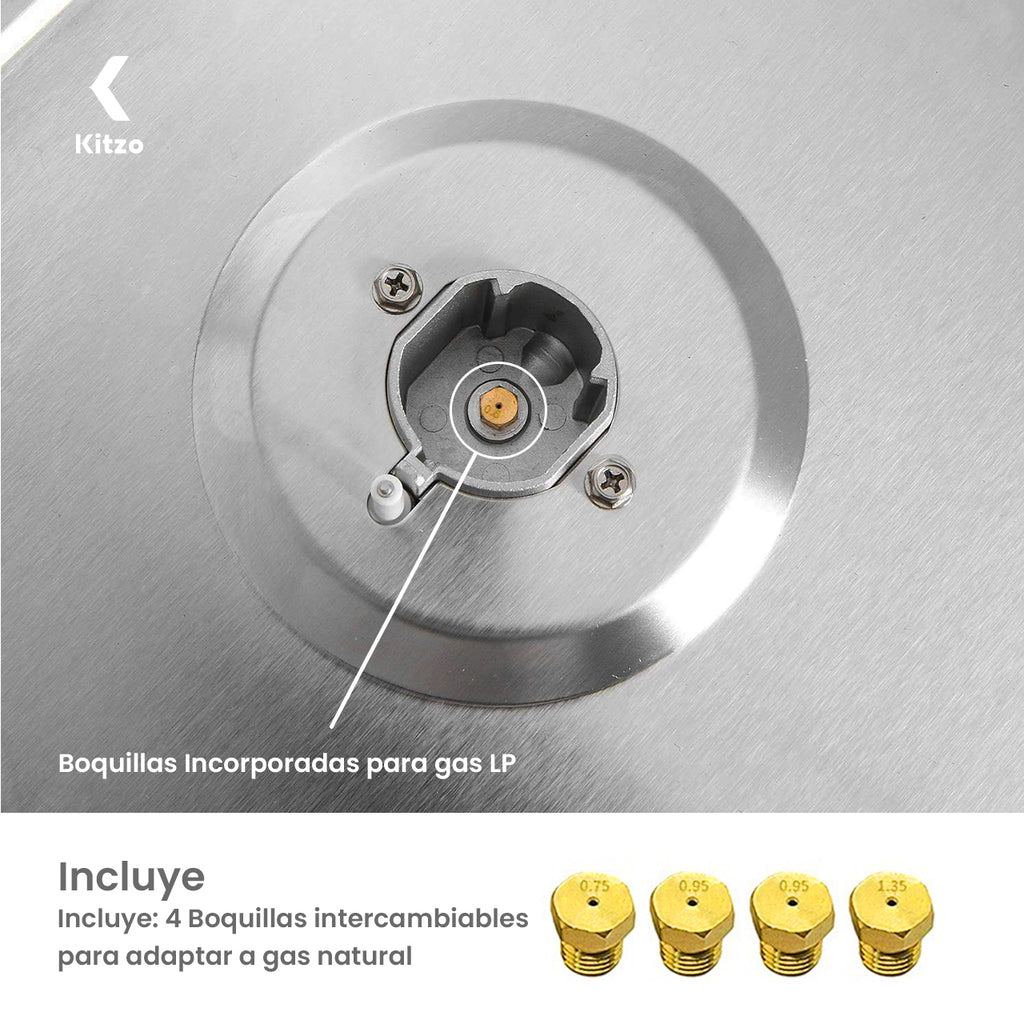 KITZO Parrilla de Gas Empotrable Premium – 4 Quemadores