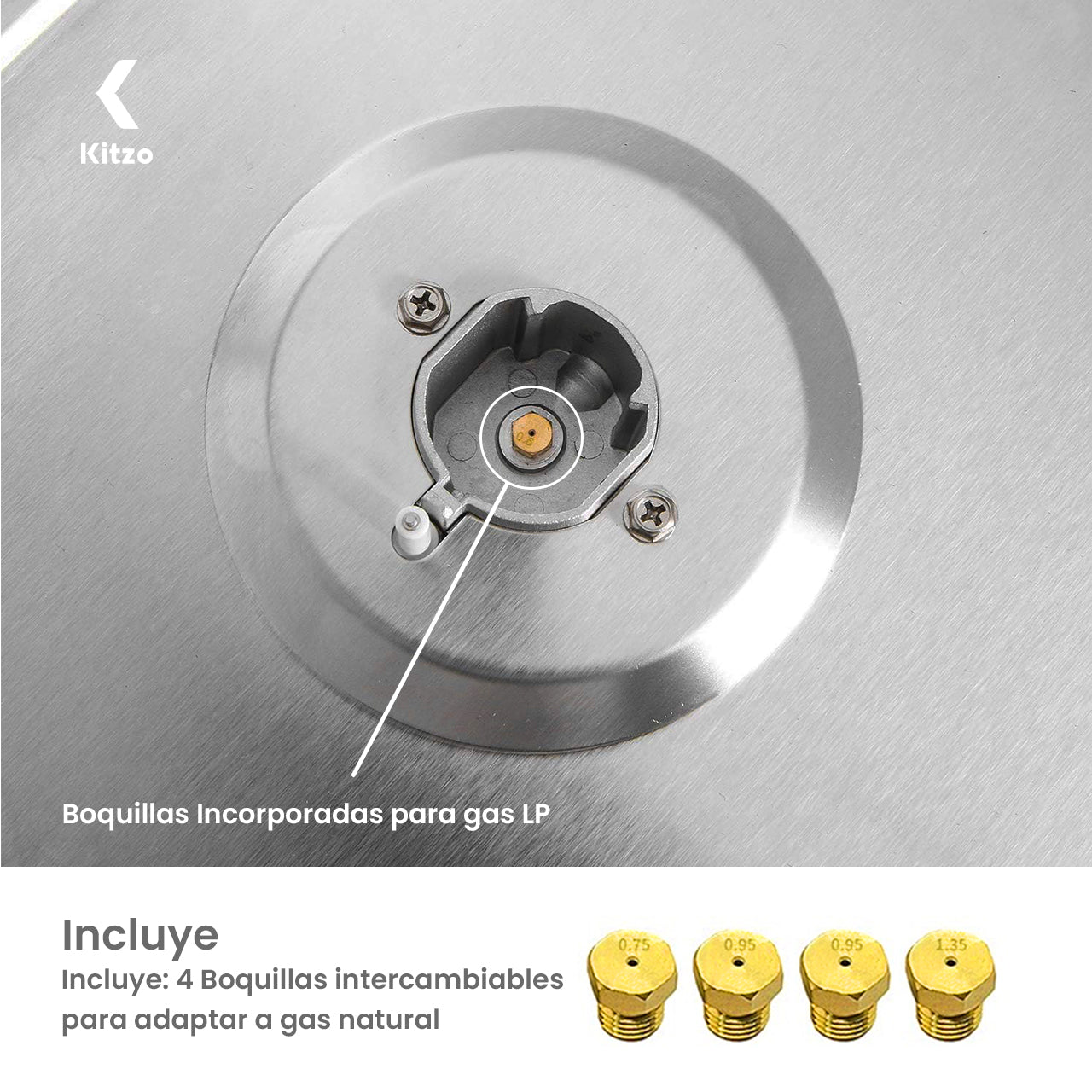 KITZO Parrilla de Gas Empotrable Premium – 4 Quemadores