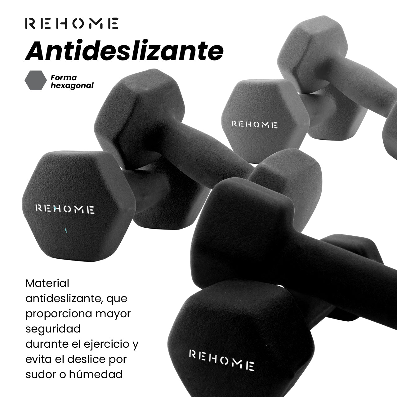 Kit De Pesas Mancuernas Neopreno 3 5 8 Lb Soporte Ejercicio Color Gris