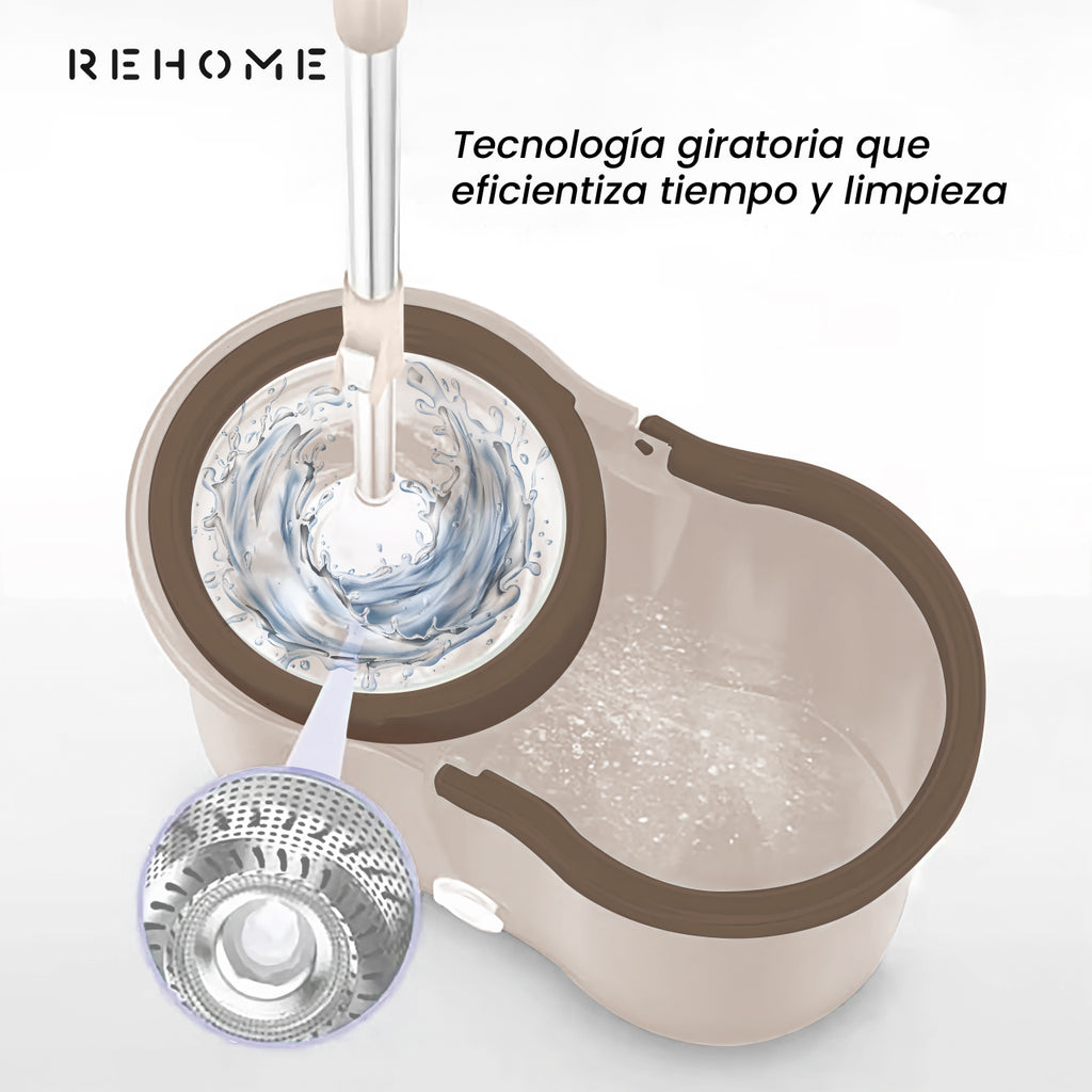 Mop Giratorio Mágico Con Cubeta Y Trapeador Con 3 Repuestos