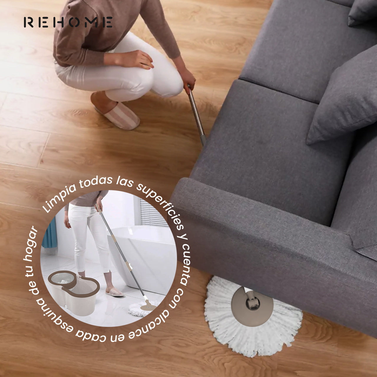 Mop Giratorio Mágico Con Cubeta Y Trapeador Con 3 Repuestos